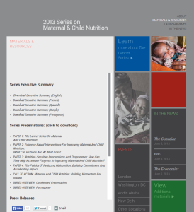 2013 Lancet Series on Maternal and Child Nutrition Launched in India
