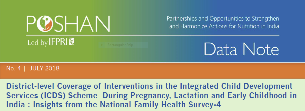 District-level Coverage of Interventions in the Integrated Child Development Services (ICDS) Scheme  During Pregnancy, Lactation and Early Childhood in India : Insights from the National Family Health Survey-4
